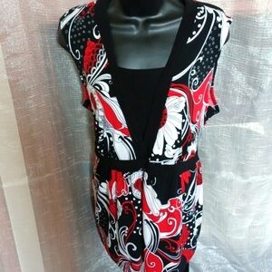 Susan Lawrence Plus Size 1X Top Sleeveless Floral, back tie